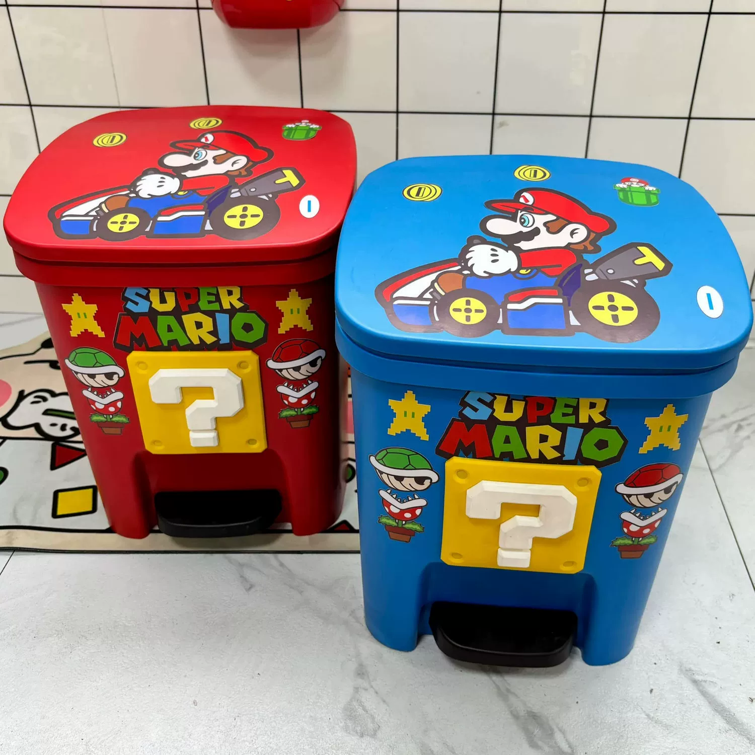 Мусорное ведро Марио, милое, высококачественное, креативное, для дома, спальни, туалета, гостиной, с педалью и крышкой.