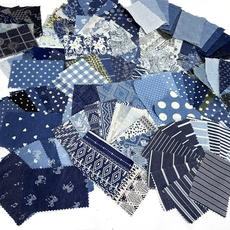 Denim patchwork group operation transformation student fabric handmade DIY print head design fabric patch patch small block