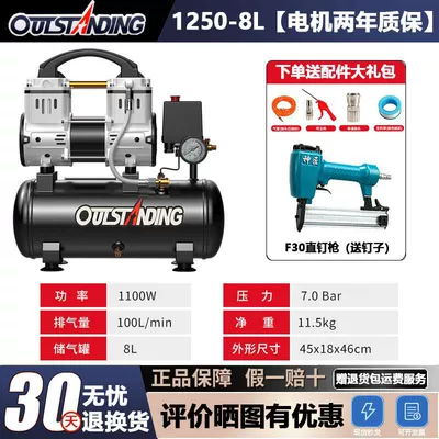 Otus Air Compressor Small High-Pressure Hava kompressorları - new-motor-replacement-within-two-years-focusing-on-air-compressors-for-17-years-1250-8l-7m-tubes-wooden-board-straight-nail-gun