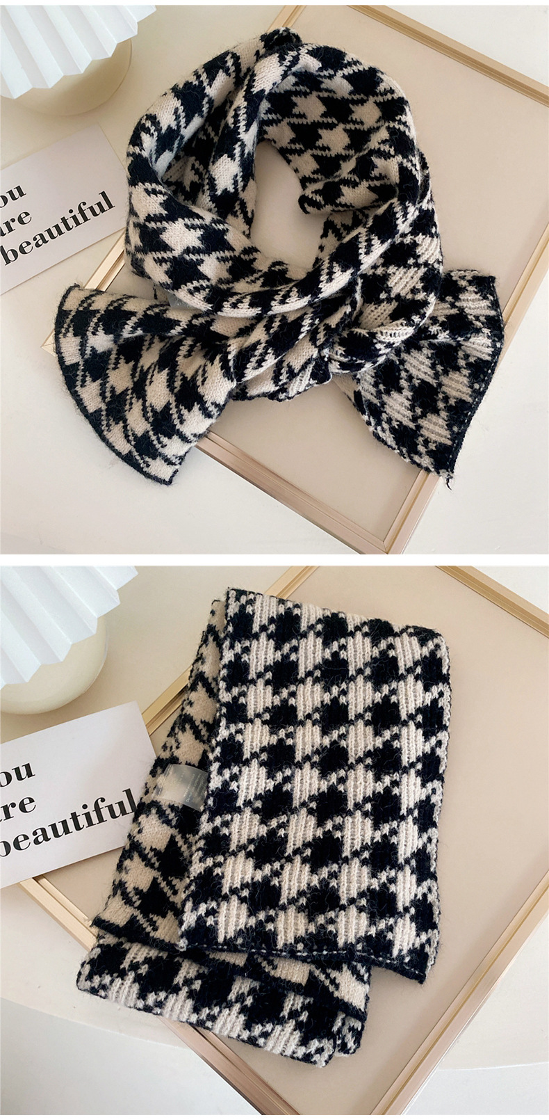 Small Knitted Wool Scarf For Women Autumn And Winter Fashion Thickened Warm Double-sided Two-purpose Long Scarf For Students display picture 8