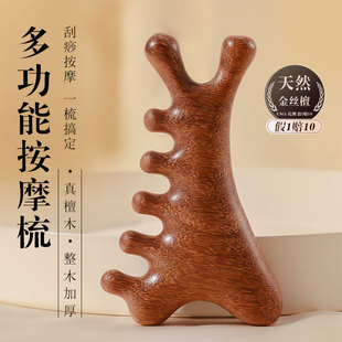 Four-In-One Scalp Massage Comb, Head Therapy, Scraping and Dredging Meridians, Facial and Eye Sandalwood Comb for Hair Loss
