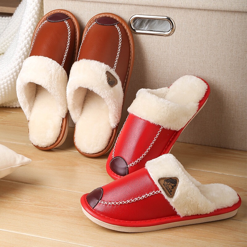 Waterproof Cotton Slippers for Women, Winter Home Use, Couple's Warm Non-Slip Fleece-Lined Cotton Slippers, One-Piece Wholesale