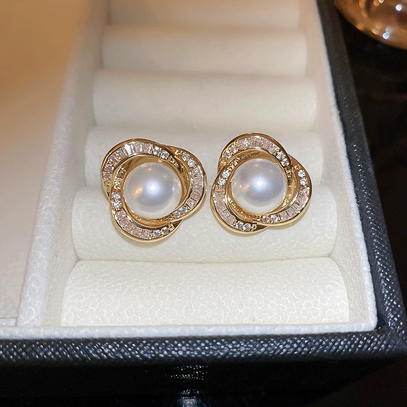 Серебряная игла, цирконы, модные универсальные серьги из жемчуга, стиль высокого качества, стиль «легкая роскошь», оптовая закупка