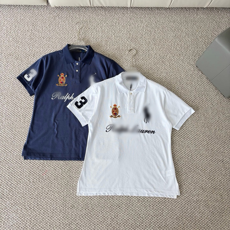 Cross-Border Foreign Trade Ralph Lauren Big Pony 20Th Anniversary Edition Pique Cotton Polo Shirt with Horse Embroidery Short Sleeve