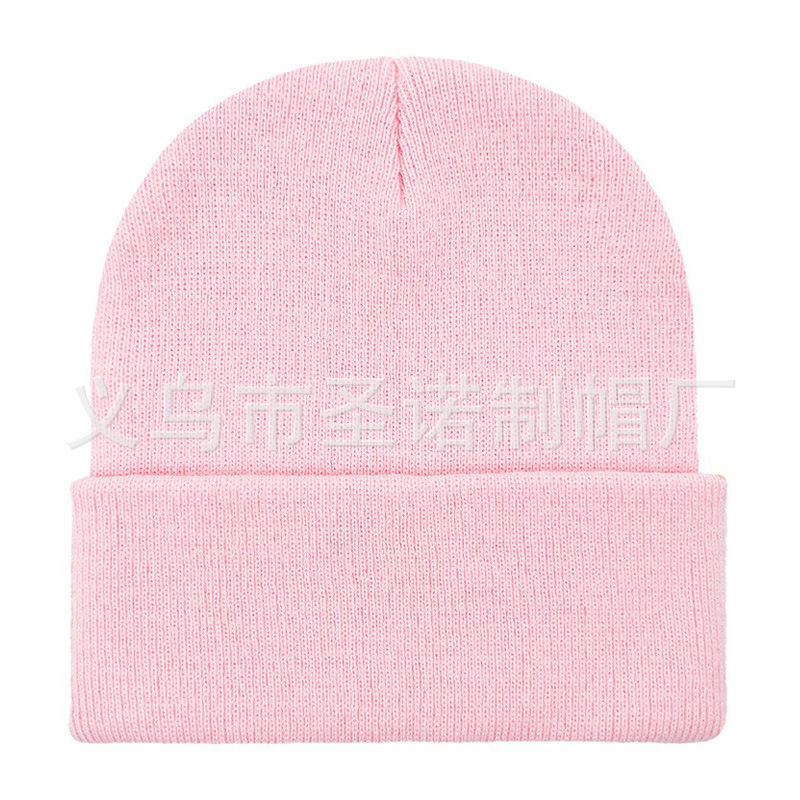 Bordado todo el tablero de luz de color sólido acrílico sombrero de punto europeo y americano otoño e invierno cálido sombrero de lana gorro para hombres y mujeres