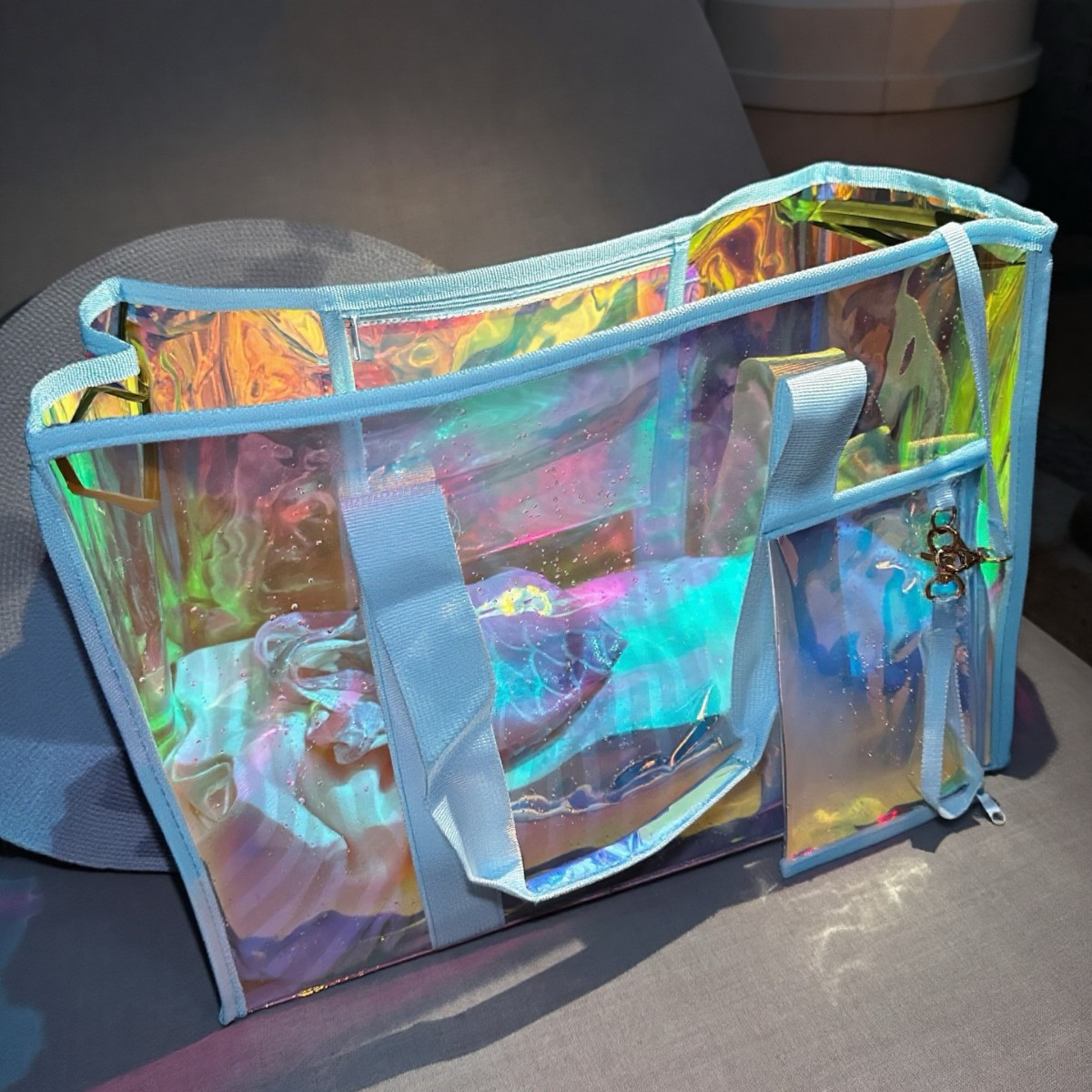 Amazon láser colorido transparente bolsa de gran capacidad bolsa de playa bolsa de damas almacenar vacaciones en la playa nadar