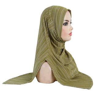 Wholesale 12 a dozen Malay girls gauze fine lines shoulder split headscarf H327