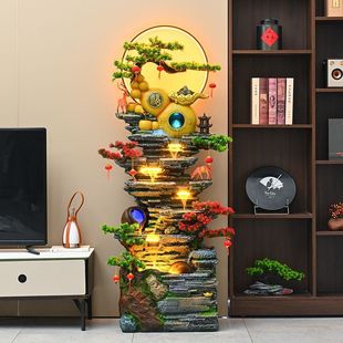 Large Floor-Standing Rockery Flowing Water Fountain Living Room Office Feng Shui Wheel Wealth Decoration Mountain Circulating Water Feature Ornaments