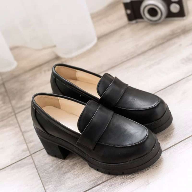 Japanese Student Shoes Jk Uniform Shoes Stage Shoes Universal Lolita Lolita Leather Shoes Black High Heels Cos Shoes