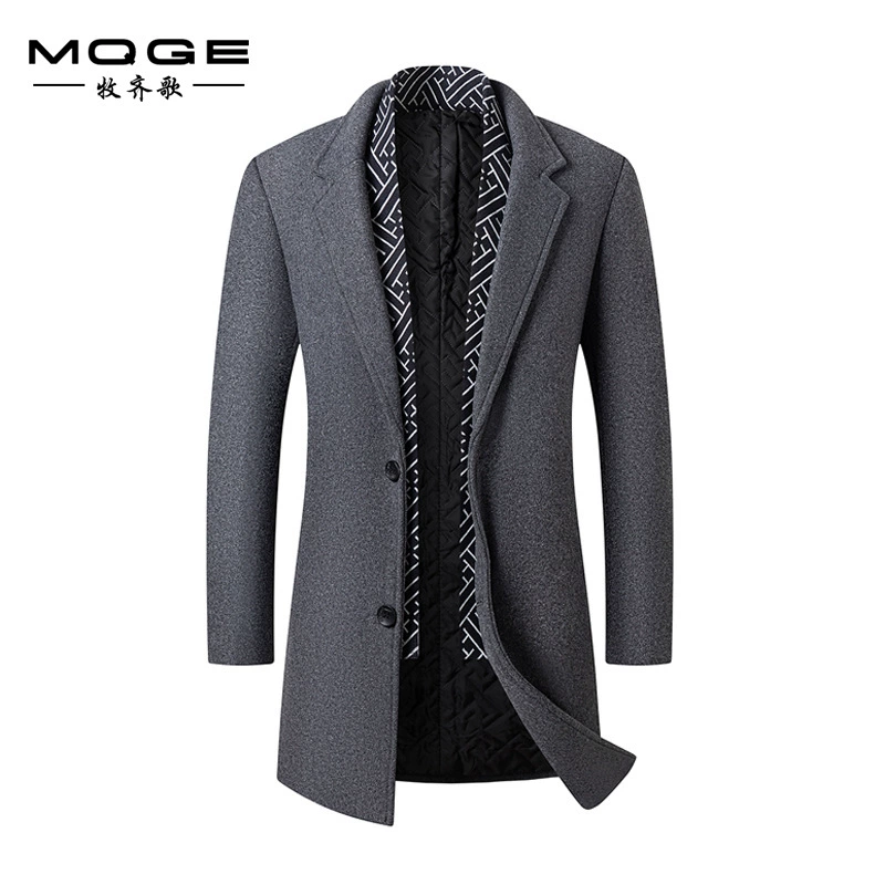 Осенние и зимние мужские деловые шерстяные пальто модные съемные шарфы