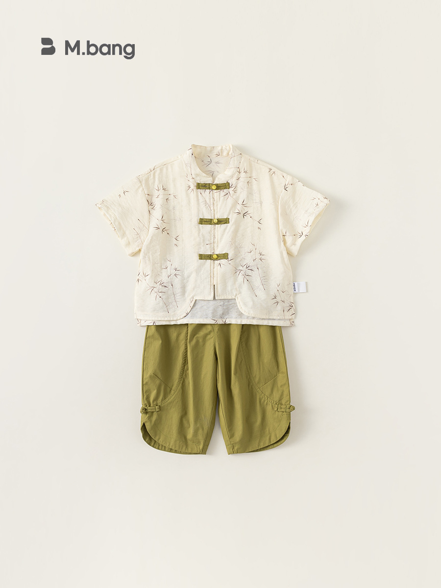 Yubao ropa para niños nueva ropa china china de verano pantalones cortos de mangas cortas de dos piezas de ropa de bebé estilo nacional para niños
