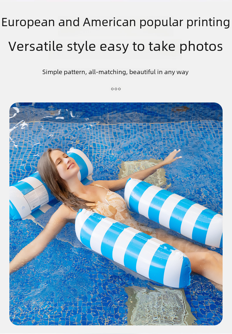 Cross-border spot three-tube inflatable floating row new products striped inflatable water bed large and small hammock water supplies recliner