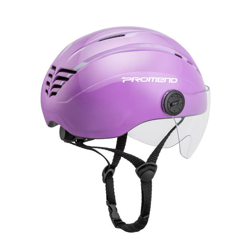 Casco de coche eléctrico con gafas protección solar transpirable seguridad batería coche seguridad casco bicicleta medio casco