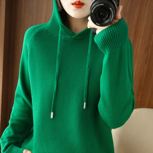 Hooded sweatshirt for women spring and autumn 2024 new hoodie bottoming sweater with knitted sweater casual large size hooded sweater for women