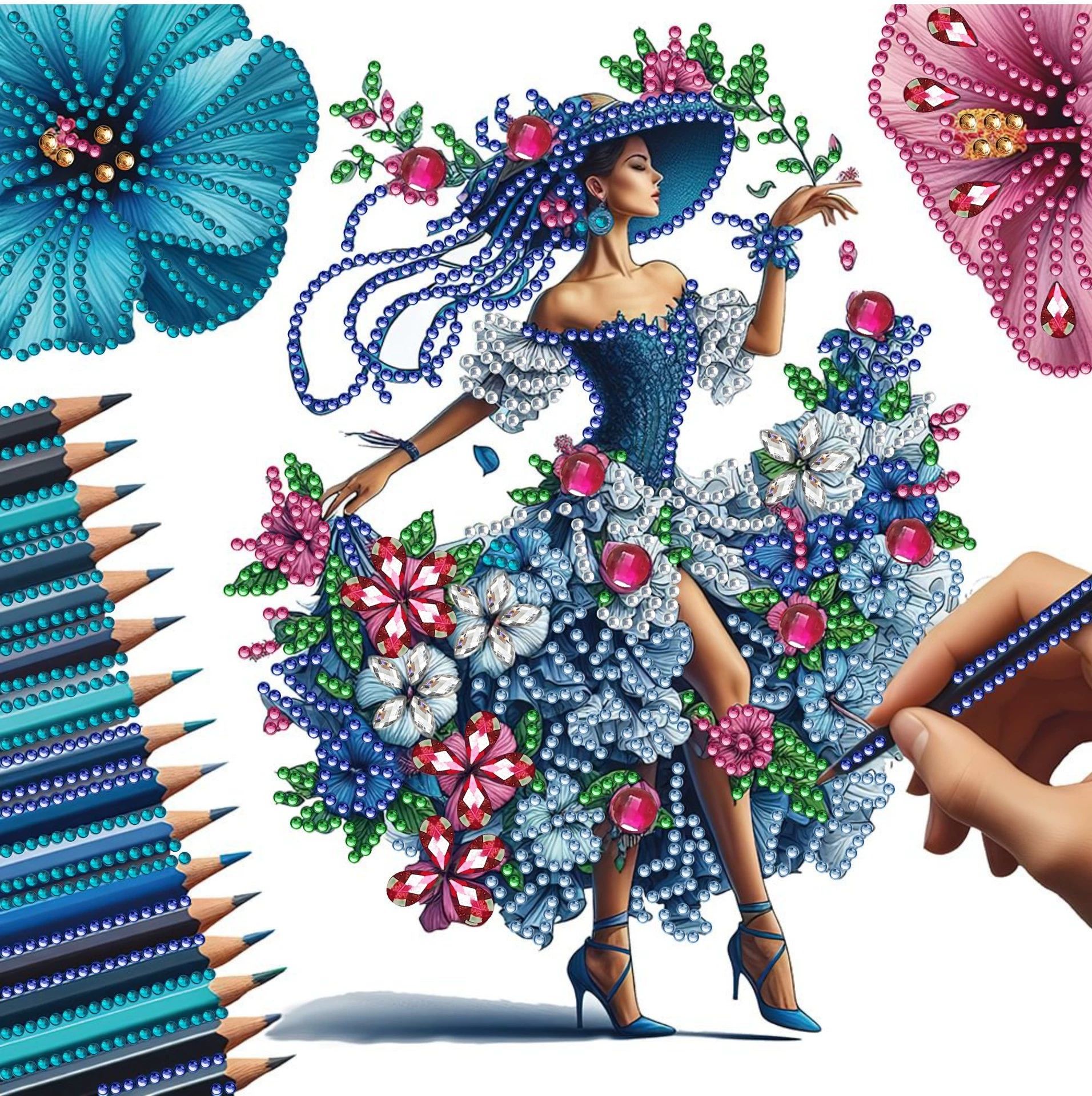 Pintura de Diamantes 5D con Forma Irregular de Princesa de Fantasía, Pintura de Diamantes DIY, Pintura de Diamantes con Puntos de Cristal, 30×30