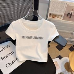 Girls' Short Sleeve T-Shirt High-Waisted Summer New Children's White Short-Sleeve Top Fashion 0186A015