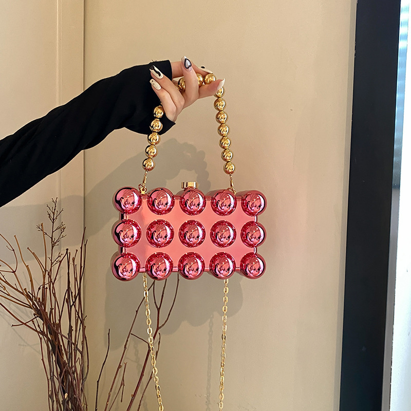 2024 New Acrylic Egg Box Bag Women's Fashion Niche Candy Color Stylish All-match Chain Dinner Bag