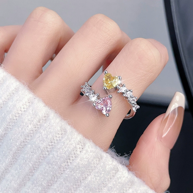 Регулируемое кольцо с rhinestone, кластер в виде алмазной россыпи, маленький изысканный светло-роскошный дизайн