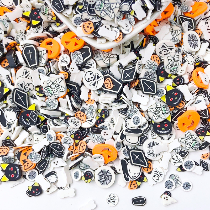 Halloween soft pottery slice drop glue nail art patch phone case diy decoration handmade cross material accessories