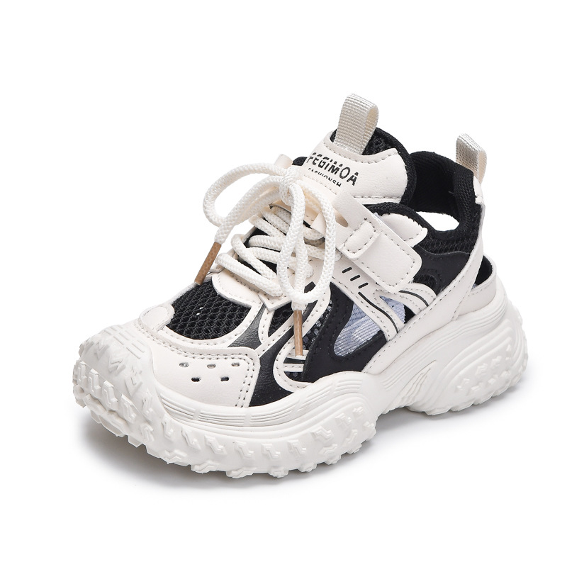 Sandalias para niñas 2025 nuevo verano Baotou zapatos de red ligeros para niños transpirables zapatos con marco deportivo de suela blanda para niños