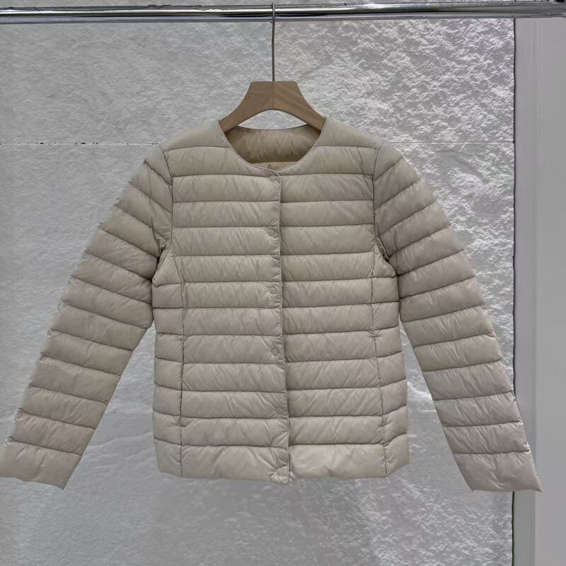 平湖 霜林2025冬新款90白鸭绒单排扣轻薄短款羽绒服女式修身内胆|undefined