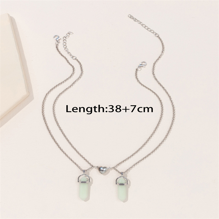 Elegant Heart Shape Alloy Luminous Plating Valentine's Day Couple Pendant Necklace display picture 1