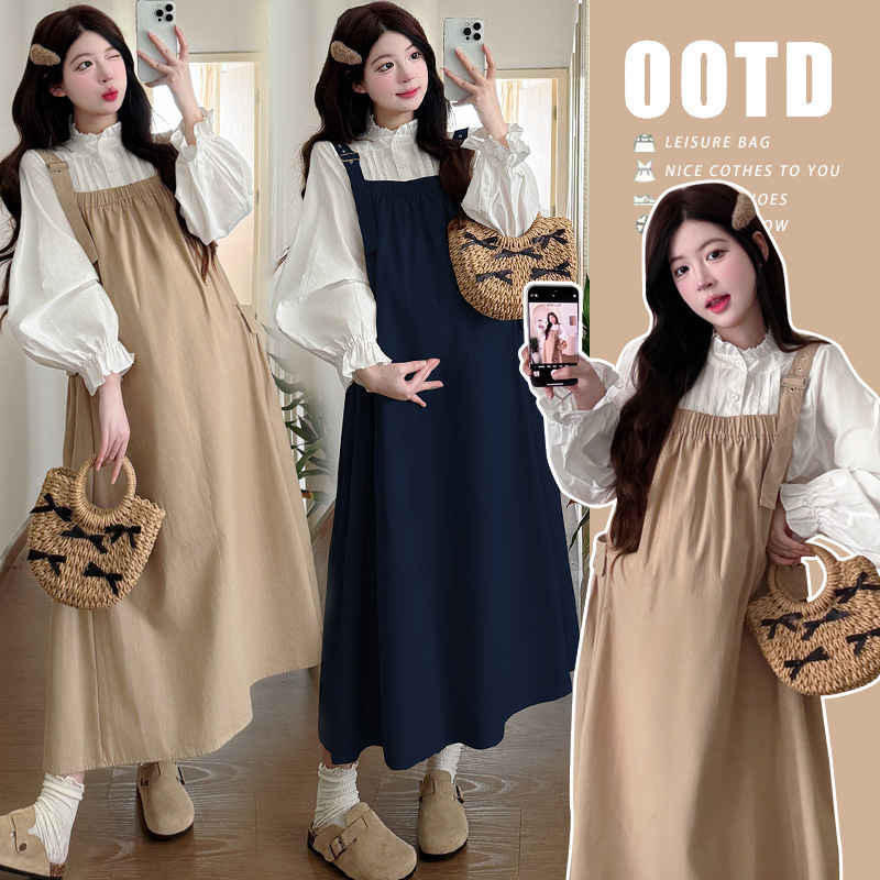 Real Shot of New Products~2025 Sweet and Ladylike Age-Reducing Cute Loose-Fitting Korean-Style Maternity Dress Set