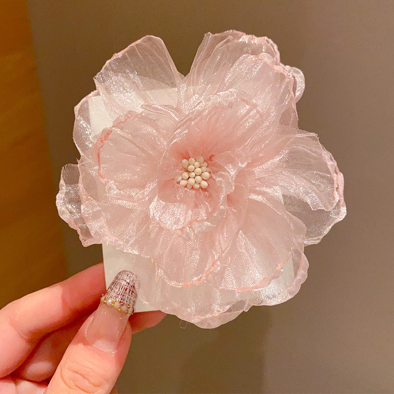 春色の花のヘアピンメッシュヘアピンプリンセスサイドカモノハシクリップネットレッドシンプルなヘアピン女の子の頭飾りヘアアクセサリー|undefined