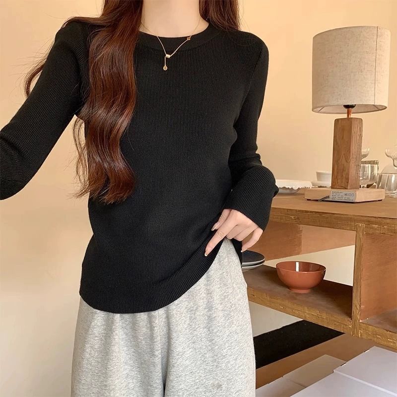 041 블랙 [나사 라운드넥 긴소매]