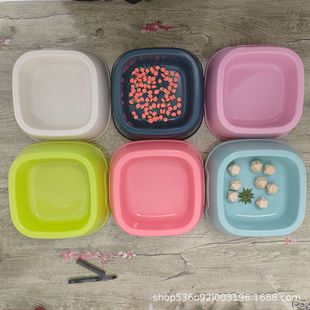 Pet square bowl dog bowl plastic cat bowl pet food dog food bowl candy color Square Cat Bowl dog food bowl batch