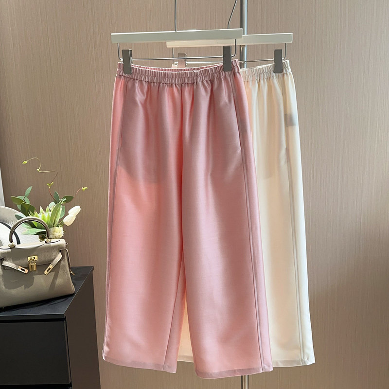 2026 Silk Wool Pants, Mulberry Silk and Wool Elastic Waist Straight-Leg Pants, Versatile Casual Cropped Pants 2026 Silk Wool Pants, Mulberry Silk and Wool Elastic Waist Straight-Leg Pants, Versatile Casual Cropped Pants