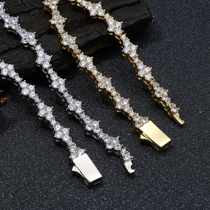 Daily Occasion Hip-Hop Rhombus Copper Diamond Zircon Unisex Necklace Men Chain Necklaces