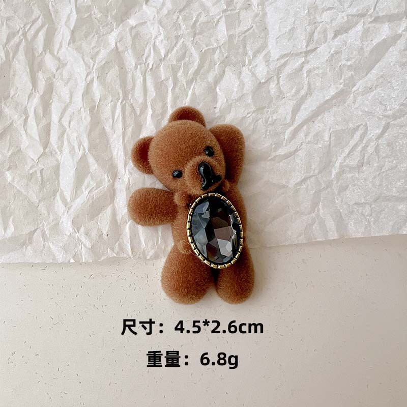 可爱百搭卡通毛绒植绒小熊diy亚克力配件耳饰发夹手机壳材料批发|undefined
