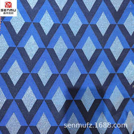 双色菱形大格子提花面料 涤纶几何提花色织布 欧美连衣裙布料