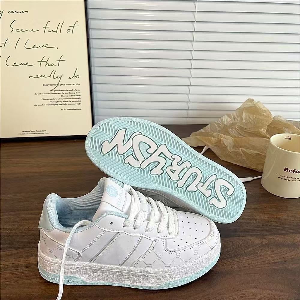 Estilo universitario estilo coreano plataforma rosa zapatillas de deporte femenino ins primavera 2025 nuevos zapatos blancos deportivos y de ocio