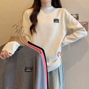Real shot plus size women's clothing 2023 Autumn New Western style slimming sweater chubby girl loose all-match sweater top