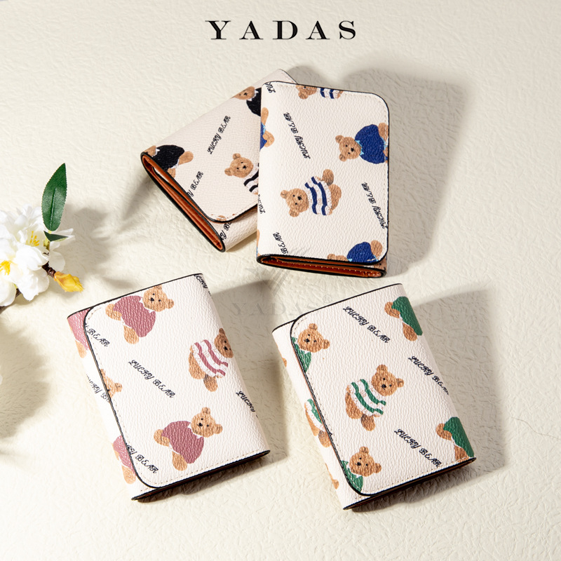 Yadas nueva cartera de las mujeres pu americano retro tríptico pequeño niños corto clip monedero al por mayor