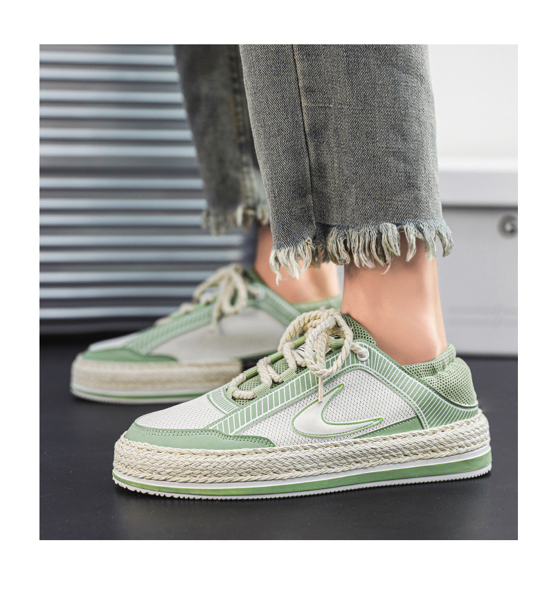Scarpe da uomo autunnali Nuove scarpe sportive in mesh Un pedale Scarpe da marea intrecciate in paglia a doppio scopo con fondo spesso Scarpe casual da studente traspiranti da uomo_voghion.com