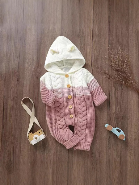 Children's demi-season woolen cute warm bodysuit for new born for…
