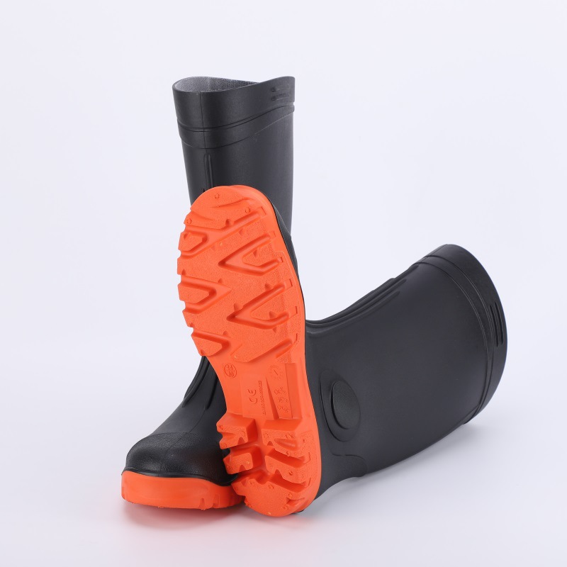 跨境户外加厚钢头绝缘防护靴厚底防刺穿防护雨靴防砸工业劳保雨鞋