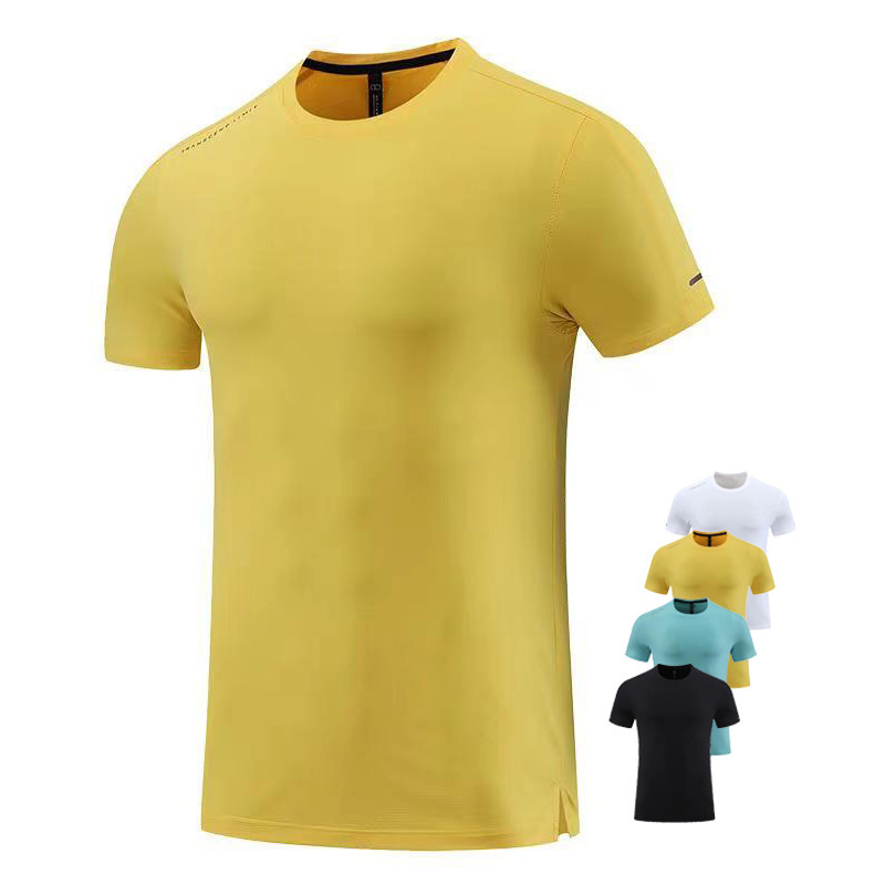Cross-Border Amazon Ice Silk Sports T-Shirt Men's Short-Sleeved Round Neck Thin Quick-Drying Sun Protection Outdoor Running Fitness Clothing