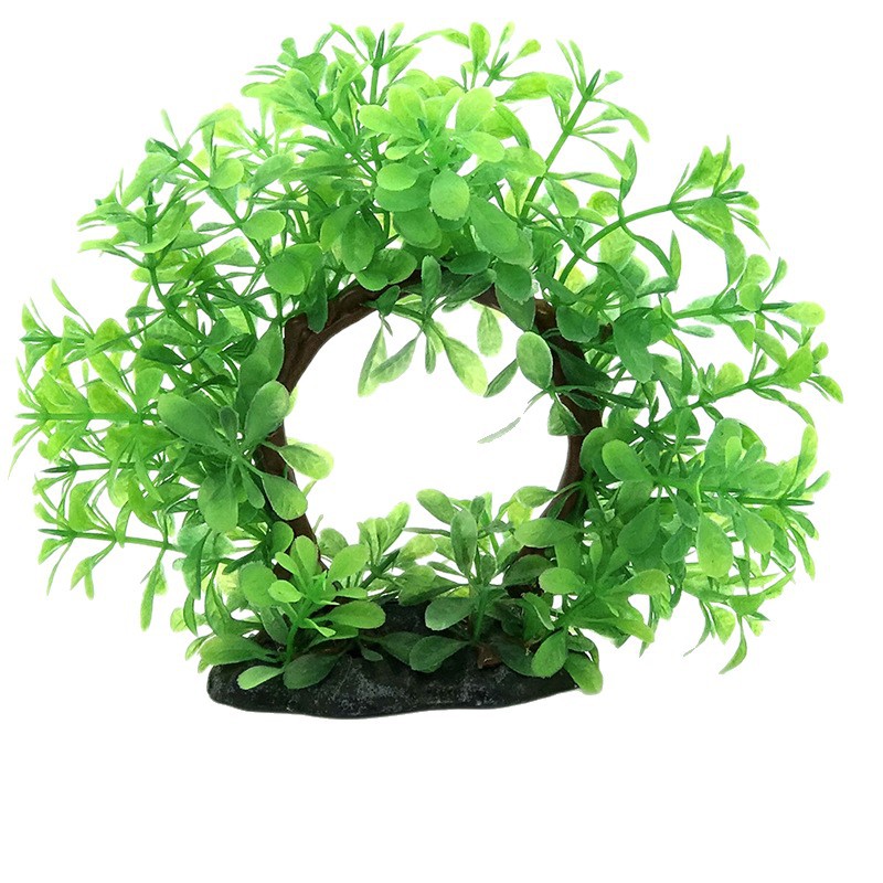 Acuario artificial planta acuática flor pecera paisaje decoración artificial planta paisaje sumergido madera accesorios arco árbol
