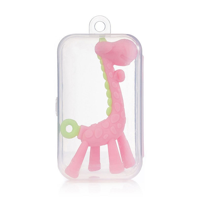 Venta directa de fábrica ciervo jirafa mordedor bebé anti-comer mano tridimensional juguete de silicona completo en caja mordedor palo