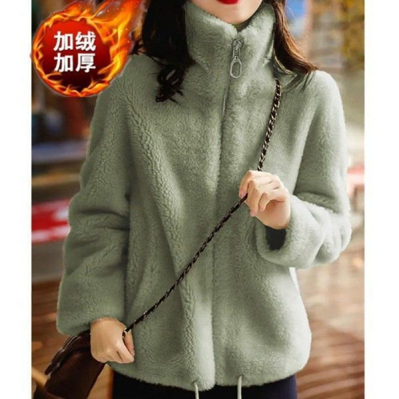 秋冬保暖卫衣开衫摇粒绒外套女ins港风加绒加厚双面绒大码抓绒衣|undefined