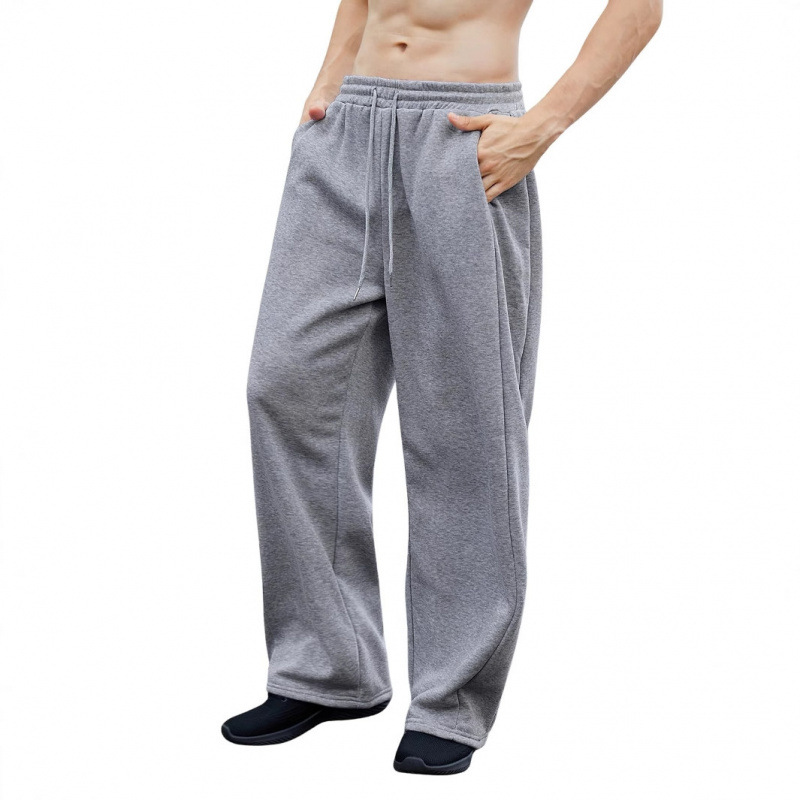 Men's Clothing TK Men's Sweatpants Waist Drawstring Straight Wide Leg Loose Trousers Sports Pants With Pockets_voghion.com
