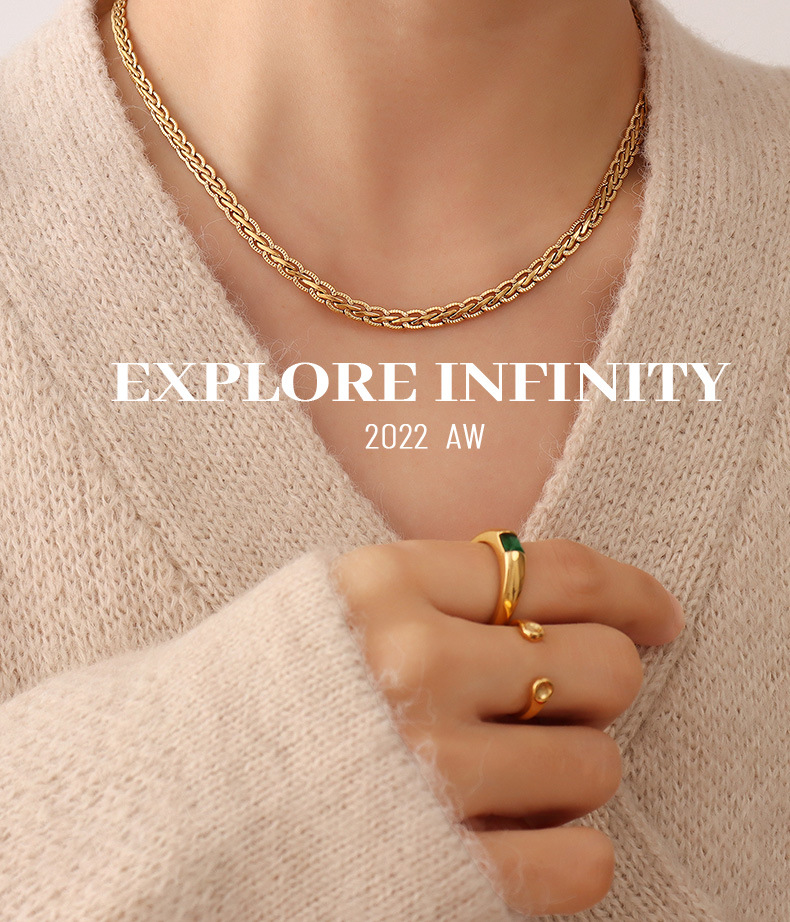 new stainless steel keel chain men and women hip-hop gold-plated necklace