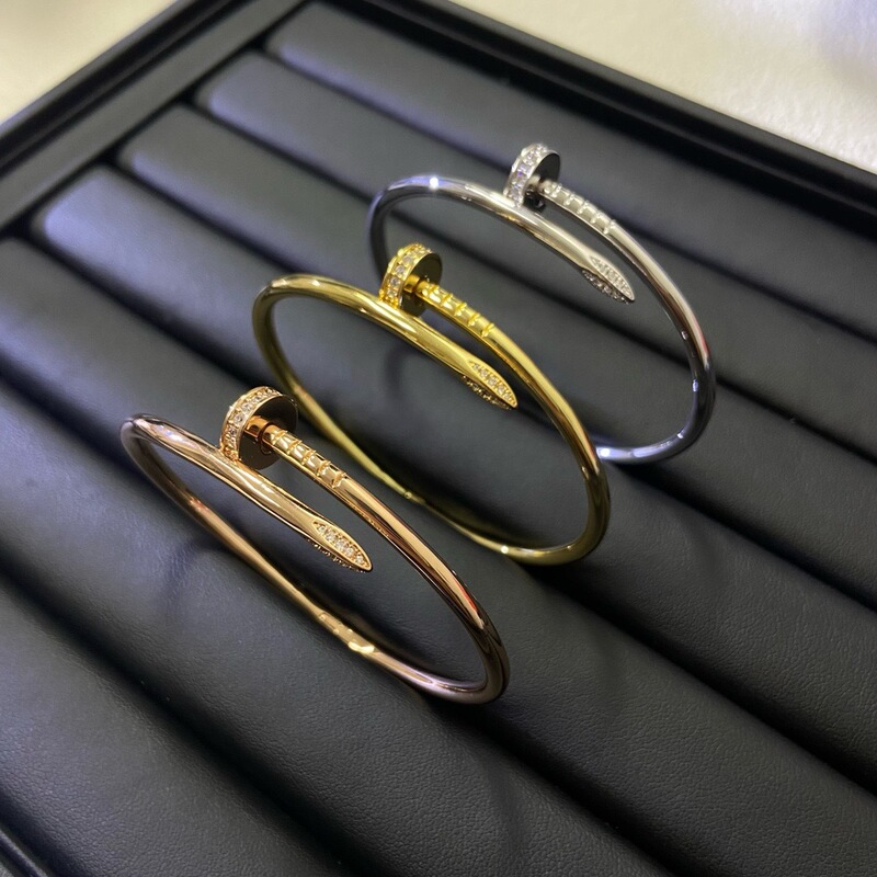 Kajia High Version V Gold Classic Nail Head and Tail with Diamond Couple Bracelet Thick Plated 18K Rose Gold Factory Direct Sale Kajia High Version V Gold Classic Nail Head and Tail with Diamond Couple Bracelet Thick Plated 18K Rose Gold Factory Direct Sale