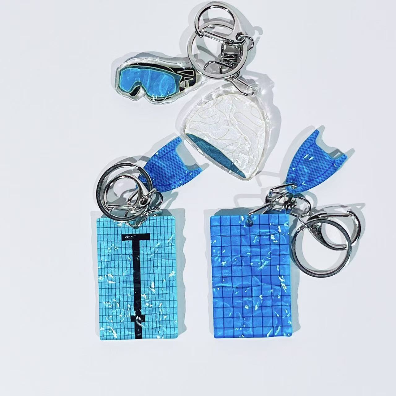 Water Ripple Summer Sports Swimming Pool Goggles Swimming Cap Keychain Bag Pendant Creative Accessories Small Gifts