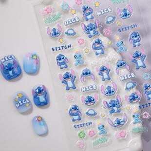 Cute Stitch Nail Art Stickers 5D Relief Three-Dimensional Adhesive Angel Stitch Nail Stickers Accessories Hg Style