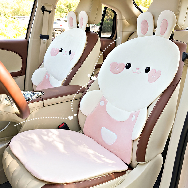 Plush Car Seat Cushion,Cute Cartoon Three-dimensional Bunny Car Seat Cushion,Autumn And Winter Warm And Heated Universal Car Seat Cushion